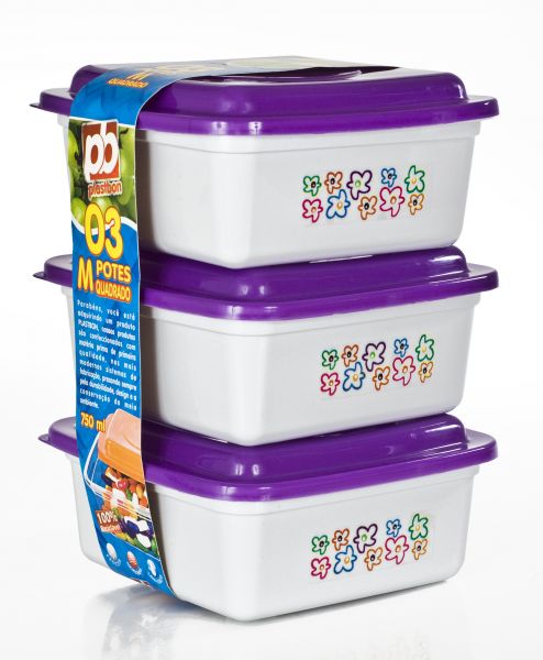 CONJUNTO de POTES ROXO 3 PEÇAS. Cod.623